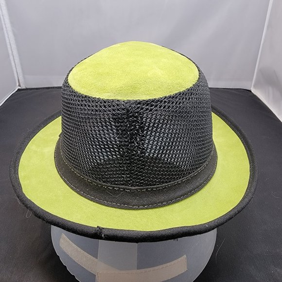 Ashbury Ace Fedora Black Mesh w/ Green Suede - American Hat Makers MED/LG - RARE - Picture 5 of 9
